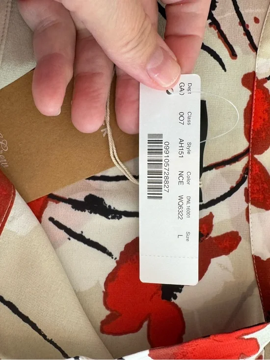 J. Crew Cream Silk Top with Red Poppy & Black Accents NWT - Picture 7 of 9